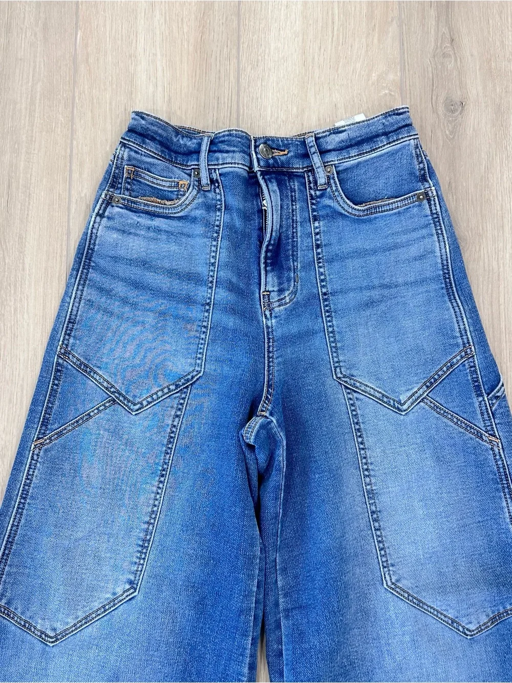 VERONICA BEARD Freddy extra wide leg high rise jeans in ripple haze size 26